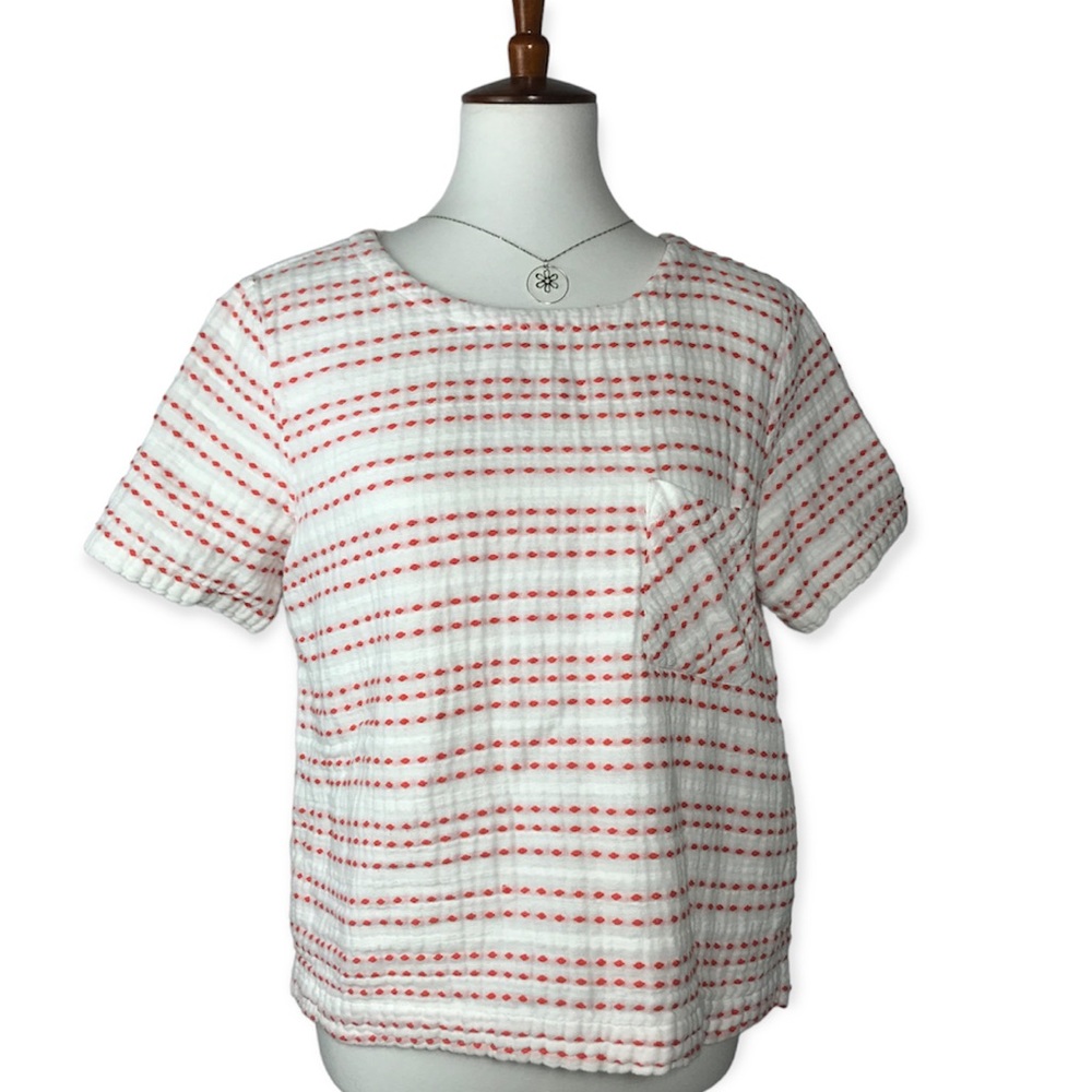 Lou & Grey Coral Patterned 100% Cotton Short Sleeve Top
